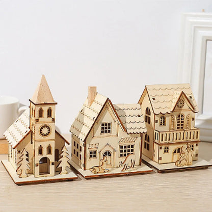 Light-Up Wooden Christmas Village Houses