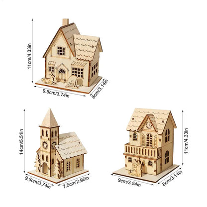 Light-Up Wooden Christmas Village Houses